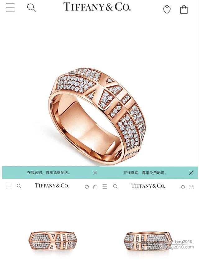 Tiffany純銀飾品 蒂芙尼女士專櫃爆款羅馬字母重工滿鑽戒指  zgt1679